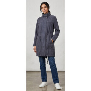 Elie Tahari Utility Jacket Hooded Anorak Drawcord Womens M Lightweight